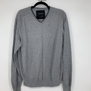 Westbury Mens Large Pullover Sweater Cotton Cashmere Gray Preppy Minimalist